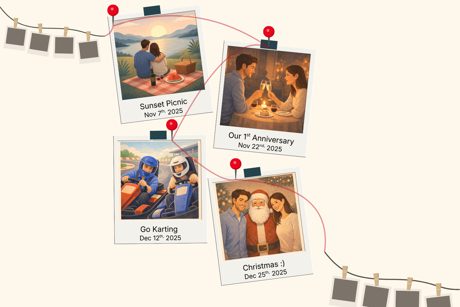 Otter memory lane screen showing a private couple timeline